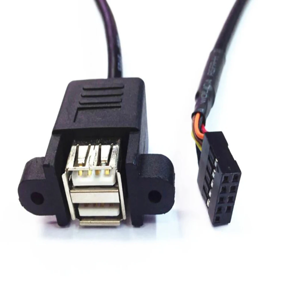 

Motherboard Internal 9pin Pitch 2.54mm to Dual Port USB 2.0 A Female Screw Lock Panel Mount Cable 30cm 50cm 100cm