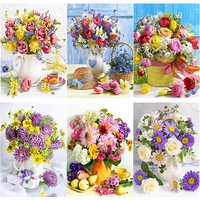 new 5d diy diamond painting scenery cross stitch full square round drill fresh flowers diamond embroidery home decor manual gift