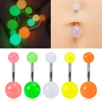 5pcs glow at night navel piercing belly button ring acrylic bar stud glowing barbell luminous nombril for women body jewelry 14g