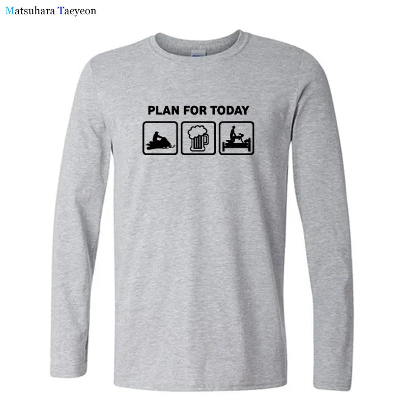 

Funny T-shirt Snowmobiling Plan for Today Mens T Shirts Autumn Fashion Cotton Casual Clothes Cool Streetwear Tops Tees