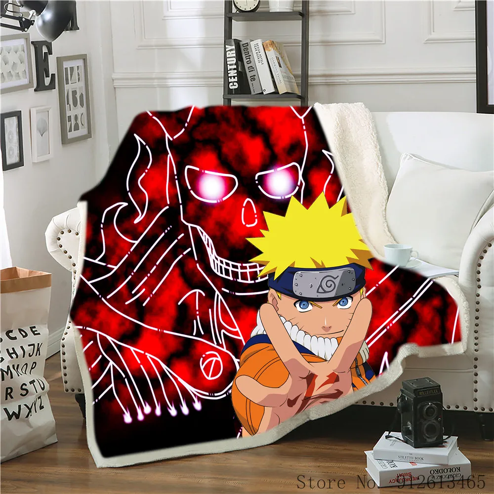 

3D Anime Ninja Uzumaki Uchiha Naruto Plush Blanket Throw for Sofa Bed Cover Single Twin Bedding Baby Boys Girls Children Gift