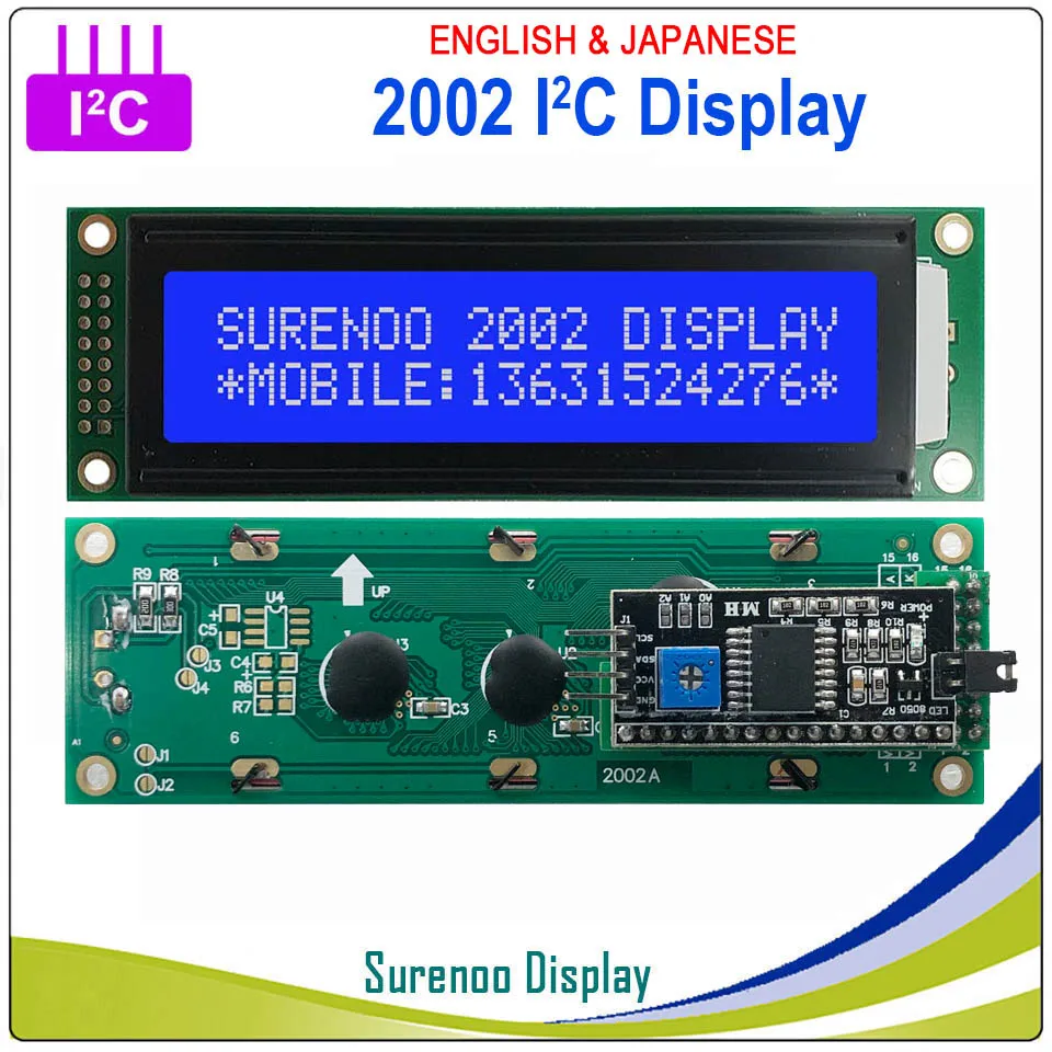 I2C Solder on Board 2002 202 20*2 английский и японский серийный IIC igc TWI персонаж ЖК-модуль дисплей желтый зеленый синий с подсветкой для Arduino - Цвет: I2C Solder on Board