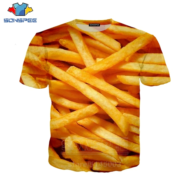 Футболка с картофелем фри летняя Новинка для мужчин и женщин свитшот 3D принтом