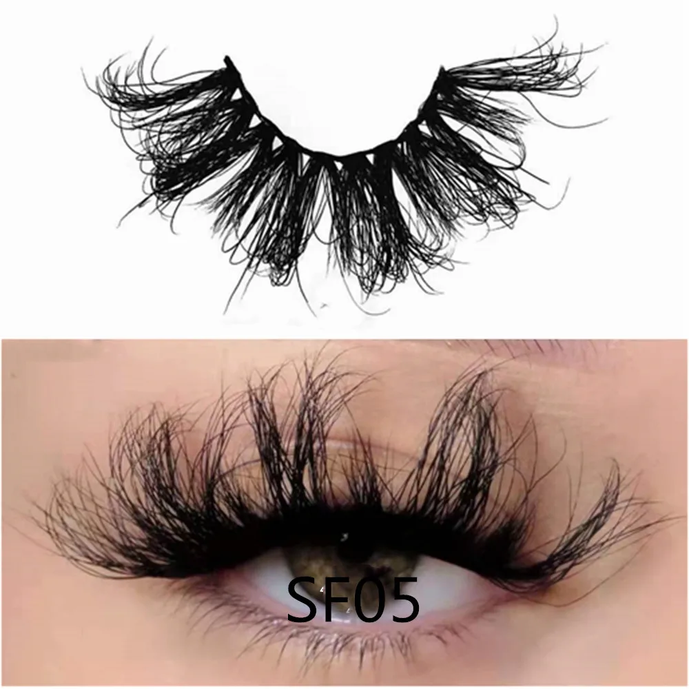 

Wholesale Eyelashes 1 Pair 25mm Super Fluffy Mink Wispy With Box Dramatic Volume Messy Long 25mm 3d Mink False Lashes Makeup
