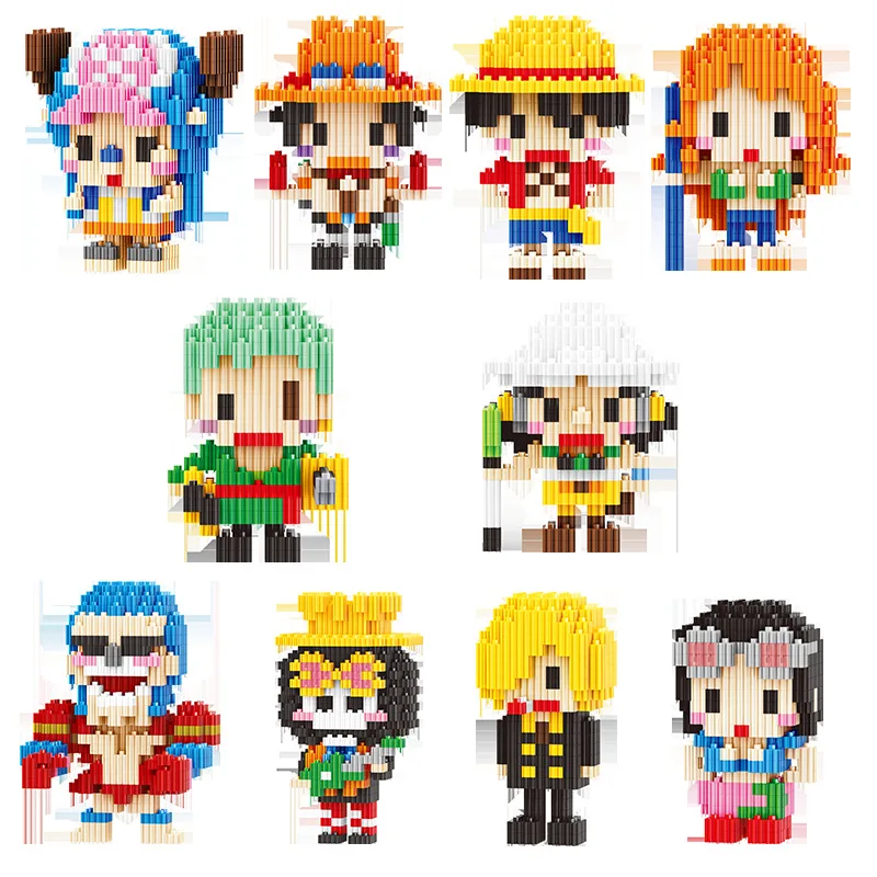 Одна деталь Небольшой строительный блок сборка с принтом &quotМанки Д. Luffy Roronoa Zoro Nami