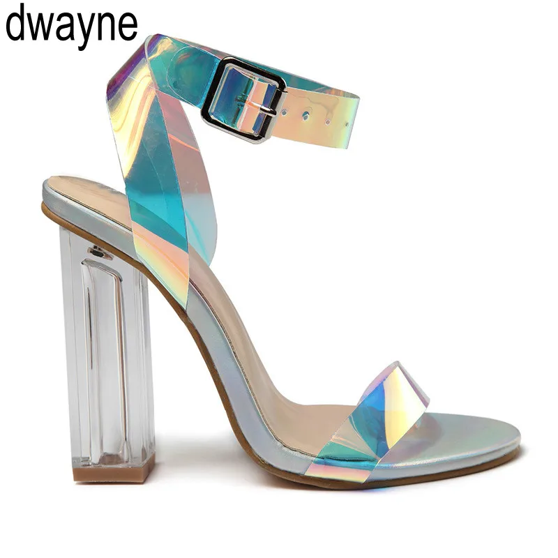 

Women Sandals Shoes Celebrity Wearing Simple Style PVC Clear Transparent Strappy Buckle Sandals High Heels Shoes Woman hjm89