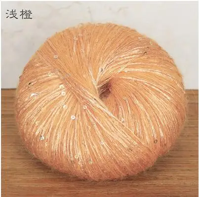 light orange 1 шт. = 50 г, мохеровая пряжа с блестками для вязания крючком, пряжа с блестками для вязания вручную, мохеровые нити, шарф, палантин, мохеровая пряжа для вязания крючком - Цвет: light orange