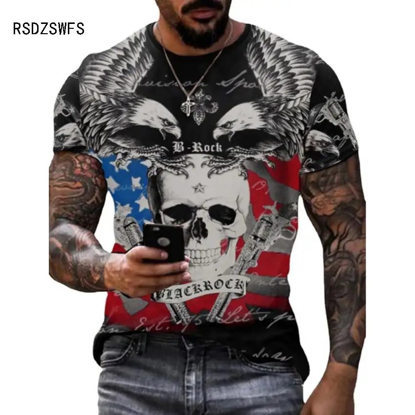 

Harajuku Large Size Sky Pilot Round Collar Men Camisetas T-Shirt Street Vintage Fashion Short Sleeves Thin Loose Men T-Shirt