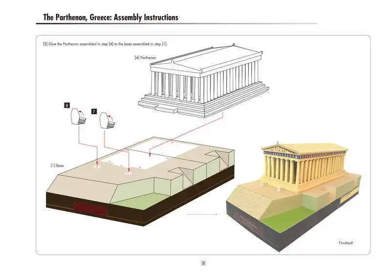 Греческая архитектурная Строительная Бумажная модель атены партенона ручная