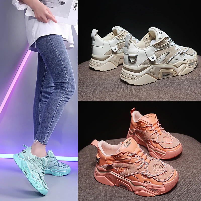 Женские кроссовки с перекрестной шнуровкой Fujin весенние из дышащего сетчатого