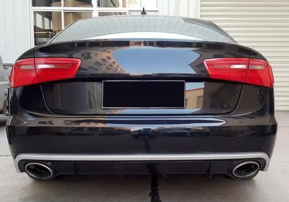 Блестящая черная оправа диффузор губа на задний бампер для Audi A6 C7 седан 2012 2016 губ