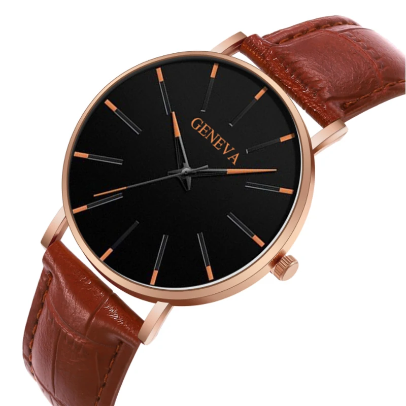 Pop Men's Watch Fashion Leather Strap Ultra-thin Quartz Sport Watch Men's Clock Professional Leisure Watch Relogio Masculino
