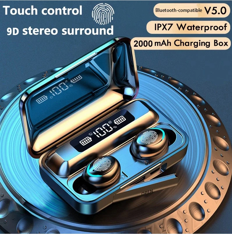 

NEW2022 TWS Earphones Charging Box Wireless Headphone Bluetooth-compatible 9D Stereo Sports Waterproof Earbuds Headsets With