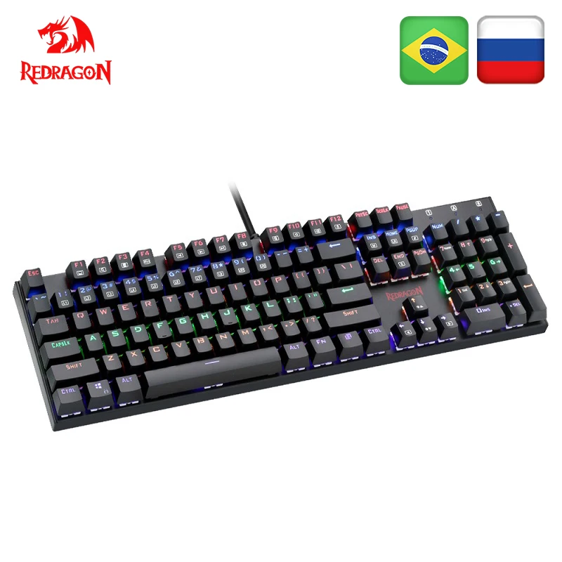 Redragon K565 Радужная USB Механическая игровая клавиатура алюминиевый синий переключатель эргономичная светодиодная подсветка 104 клавиш Проводная компьютерная игра