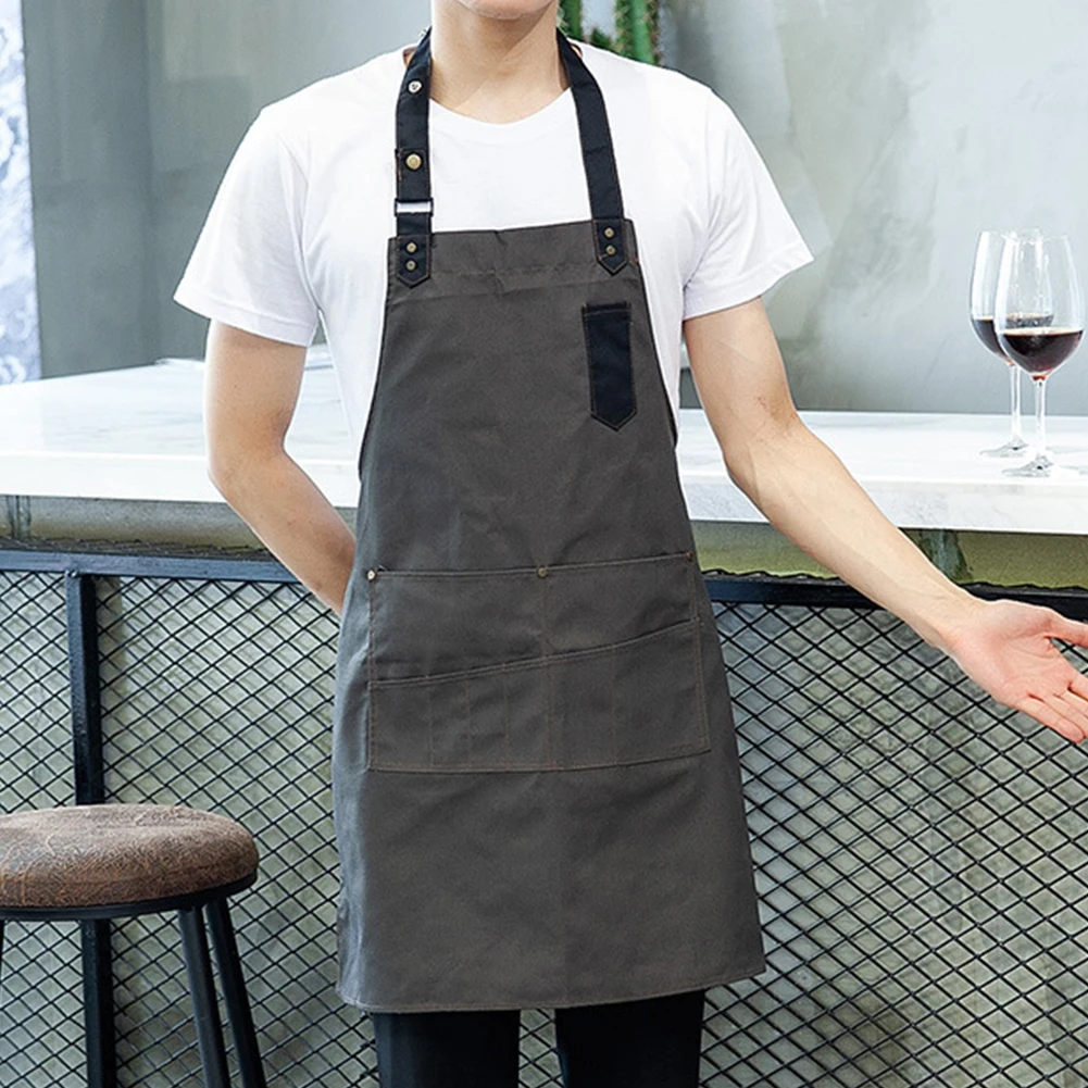 Новый Джинсовый фартук для женщин и мужчин с регулируемой кнопкой Карманный