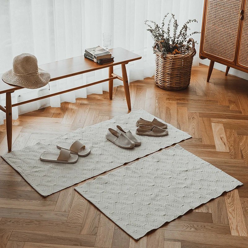 Хлопковый напольный коврик нескользящий для спальни в скандинавском стиле