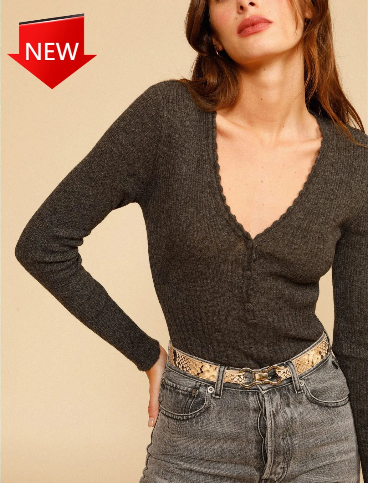

Winter Lady Long-Sleeved Knitwear Bottoming Pullover Top Front With Buttons V-neck Women Knit Slim Sweater 2021 Autumn