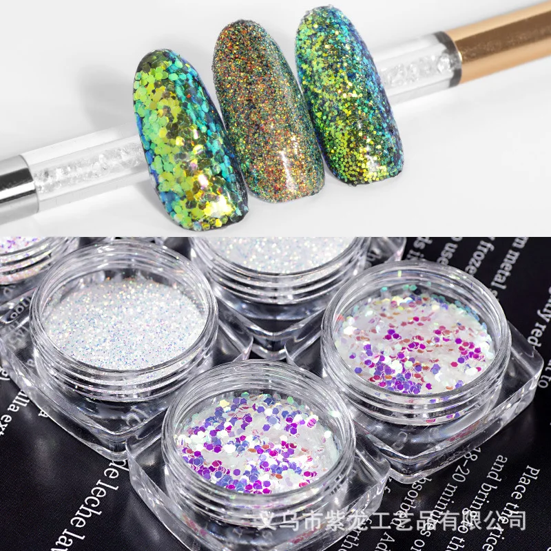 

3 new series Nail Art Mermaid Sequins Round Symphony Nail Decoration Sequins Color changing fish scales