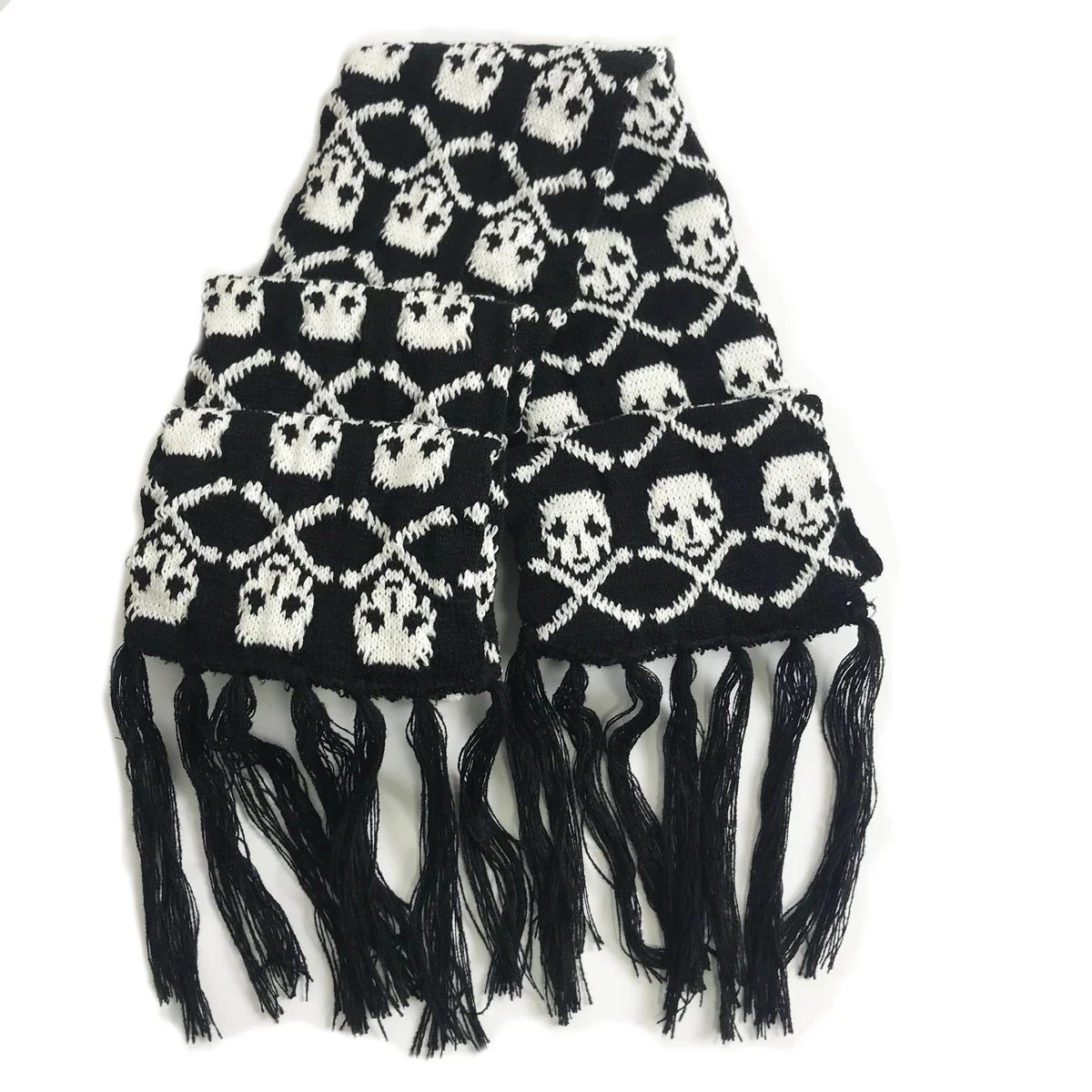 

New Halloween Skeleton Skull Italy Stylish Unisex Women Men Knitted Scarf Skeleton Acrylic Scarves Shawl Wraps With Long Tassels