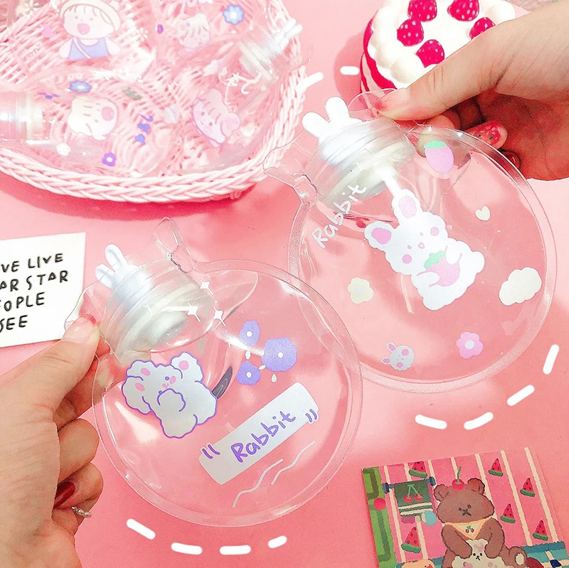 

Mini Filled Explosion-proof Cute Transparent Hot Water Bottle Warm Treasure Belly Cartoon Hand Warmer Portable Hot Water Bottle