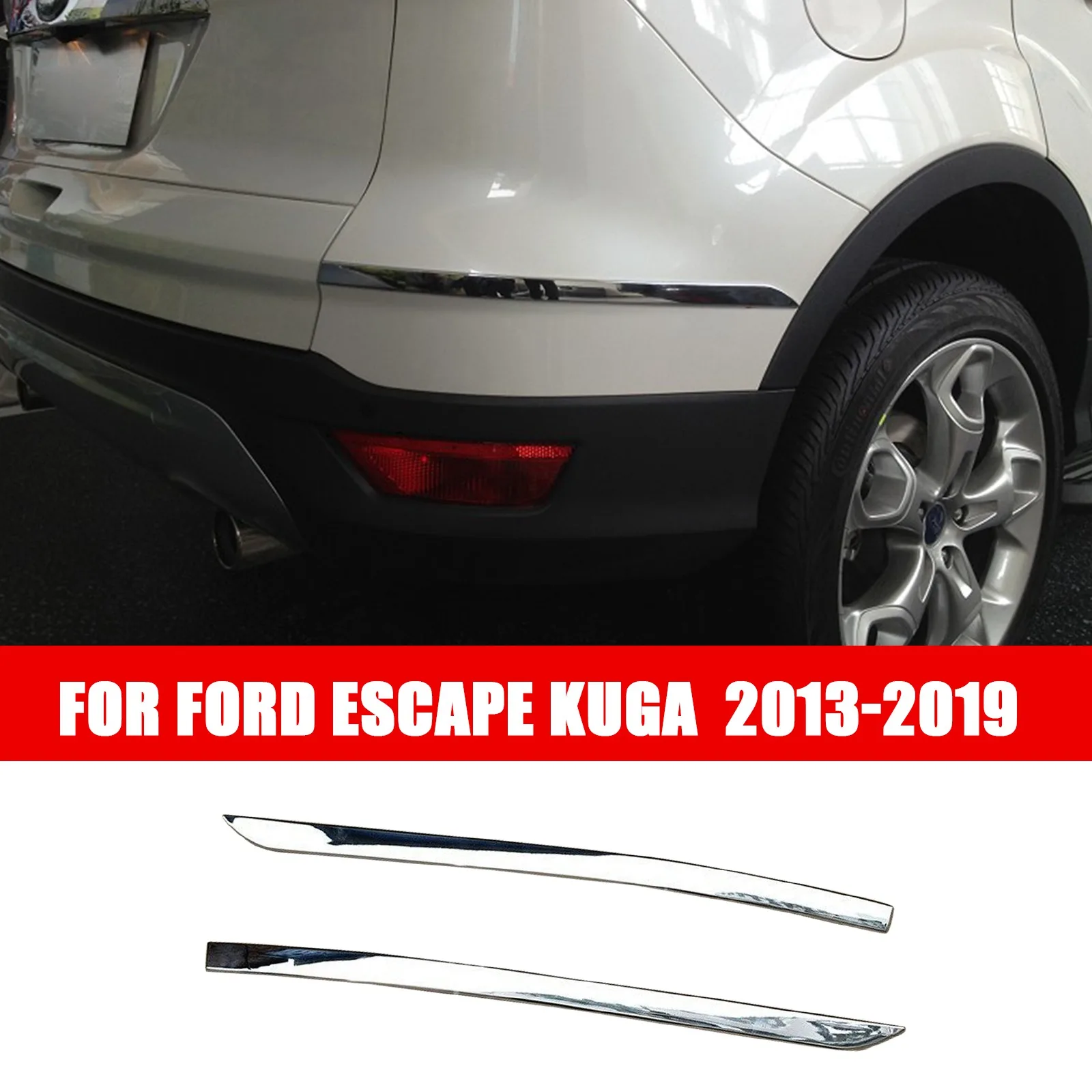 

For 2013-2019 Ford Escape Kuga Chrome Rear Bumper Side Protector Moulding