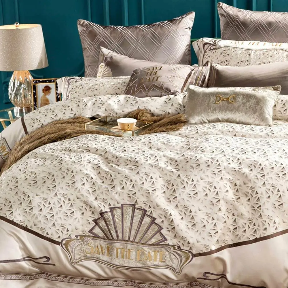 Svetanya Королевский стиль парча Комплект постельного белья Король Королева двойной
