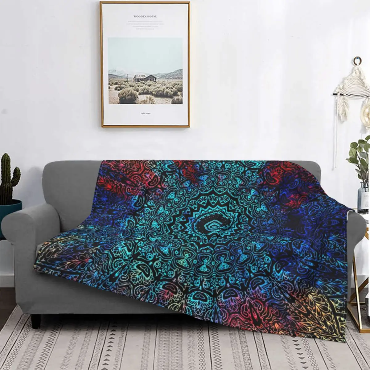 

Bohemian Passion Mandala Blanket Zen Sacred Geometry Plush Warm Soft Flannel Fleece Throw Blankets For Bedspread Bed Couch Quilt
