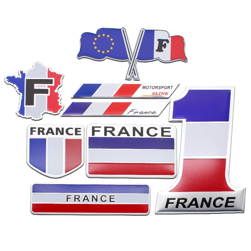 

3D Aluminum France Flag Badge Emblem Decal Body Decoration Car Stickers For Peugeot Citroen Hyundai C2 C3 Smart BMW Benz Audi A8