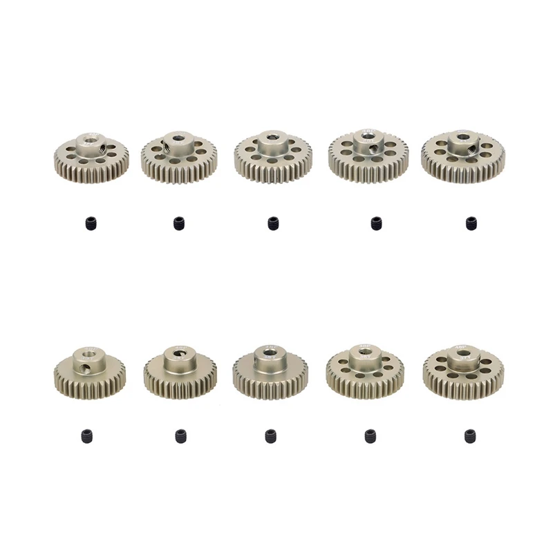 

5PCS 48DP 3.175mm Metal Pinion Motor Gear Set for 1/10 RC Car Motor