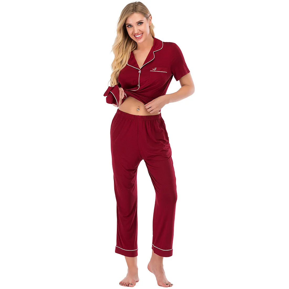 Pajama Sets Cotton Pyjama Sleepwear Short Sleeve Large Size Fashion Pajamas for girl Nightwear Suit Home New 2020 PJS