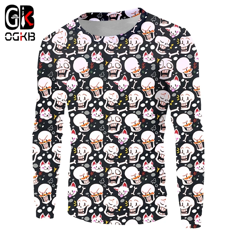 OGKB Повседневная Толстовка с крутым принтом черепа кота 3D толстовки