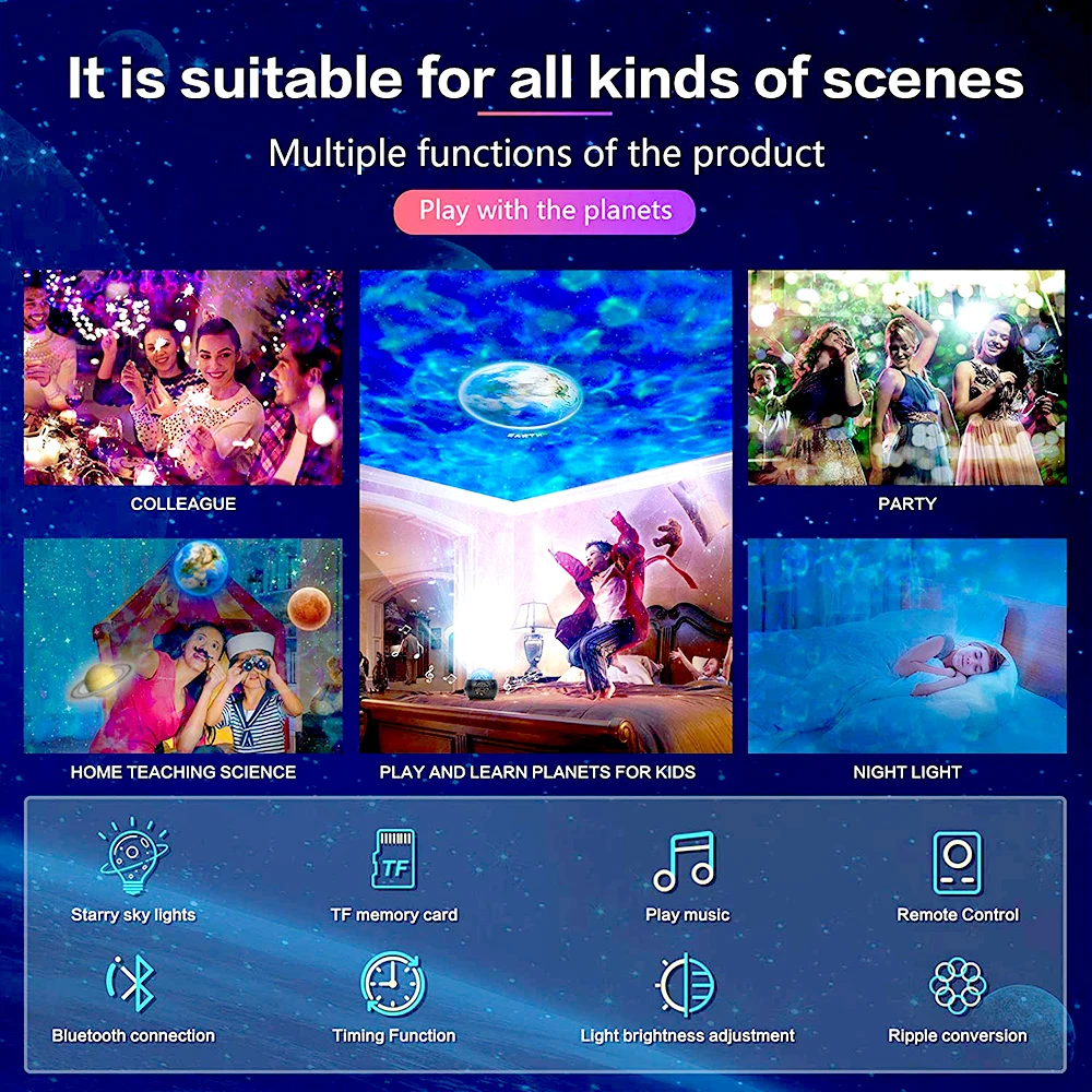 2021 Galaxy проэктор звездного неба проектор с 9 планет 3rd версия 3 в 1 звуковая