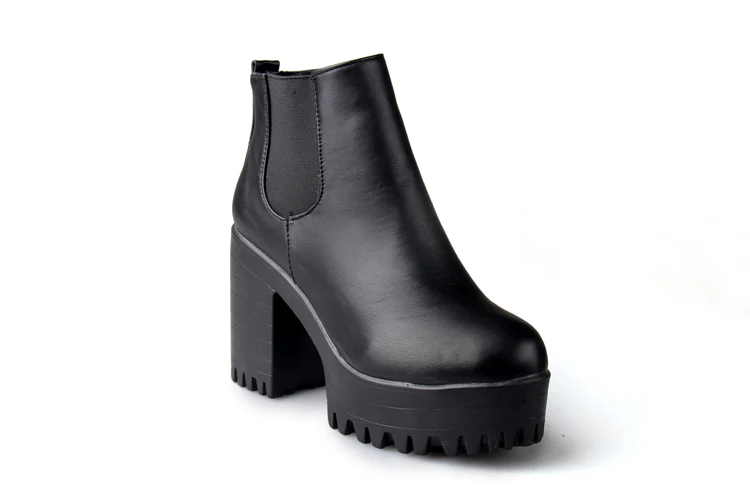 Черный Dwayne botas mujer; модные женские ботинки на квадратном каблуке и платформе; zapatos mujer; ботфорты из искусственной кожи; мотоботы - Цвет: Черный