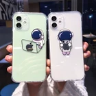 Прозрачный чехол для телефона с мультяшным астронавтом для iPhone 11 12 Pro Max XR XS Max 7 8 Plus, мягкий бампер, Противоударная задняя крышка для телефона