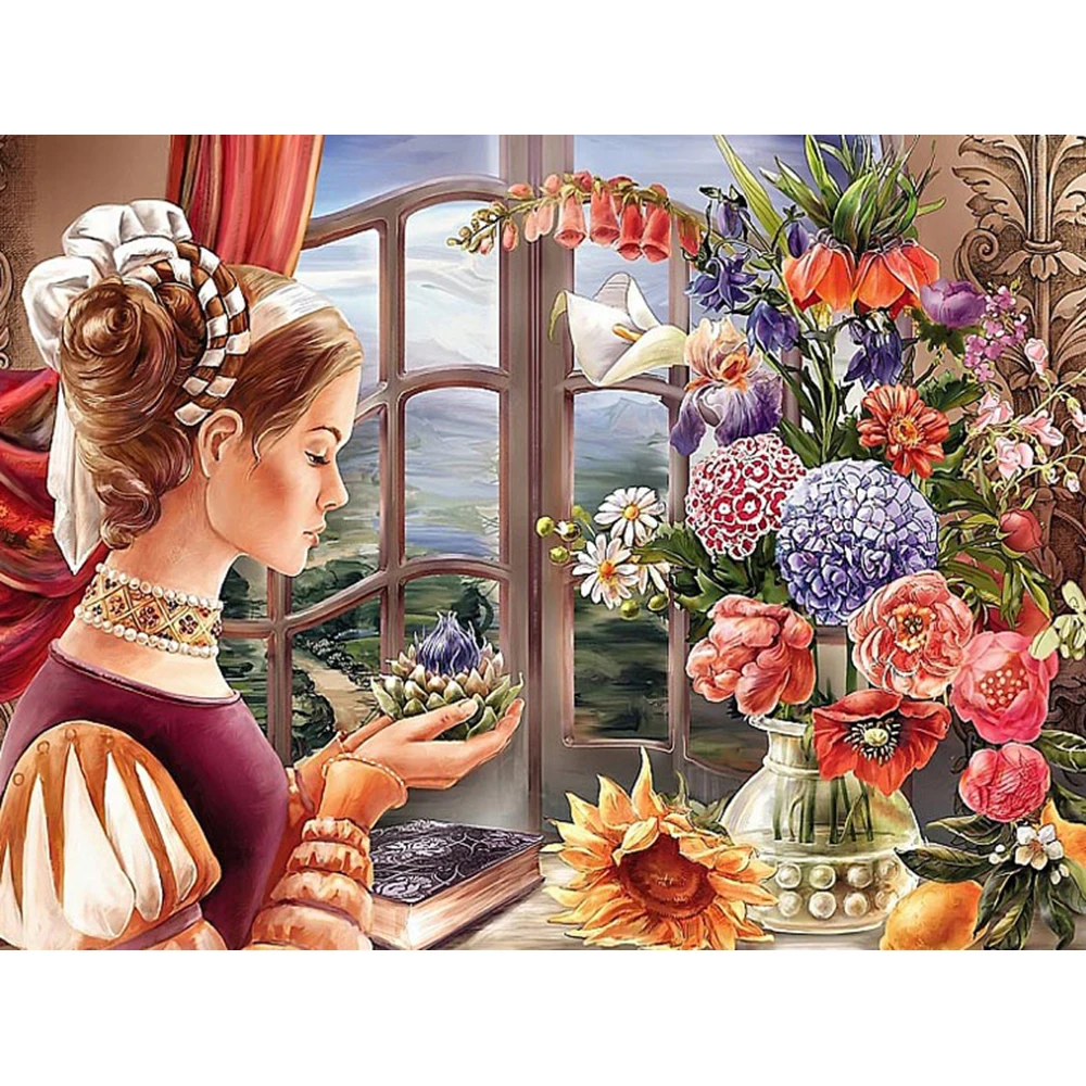 Алмазная живопись 5D сделай сам мозаика портрет вышивка с цветочным мотивом для