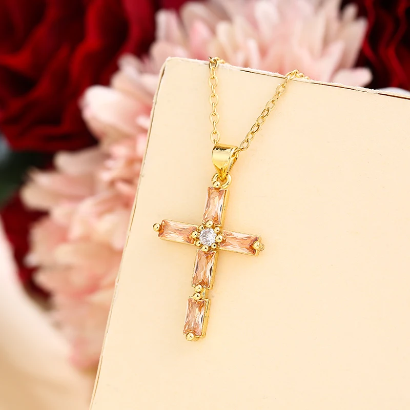 Женское ожерелье с подвеской-крестом из нержавеющей стали |