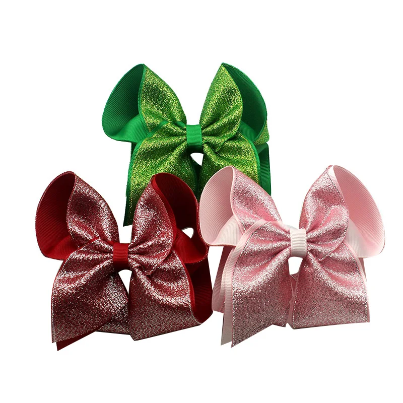 

Новинка, головной убор диаметром 5 дюймов с зажимом под крокодила и блестящим бантом для девушек, массивные заколки ручной работы, наряд для ...