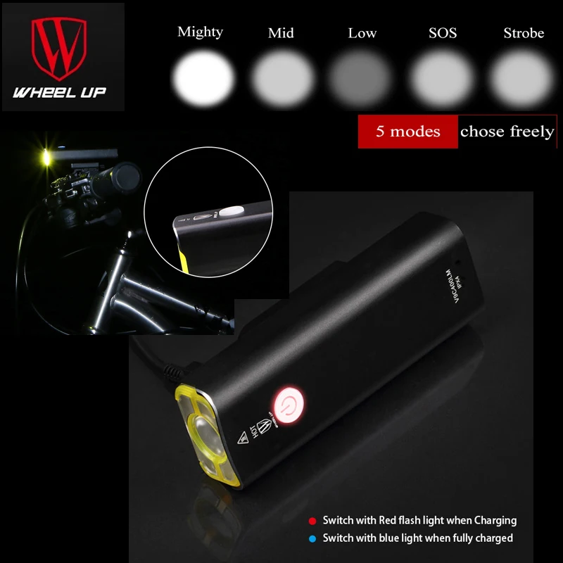 Колесо велосипеда светильник USB Перезаряжаемые светодиодный MTB передняя фара