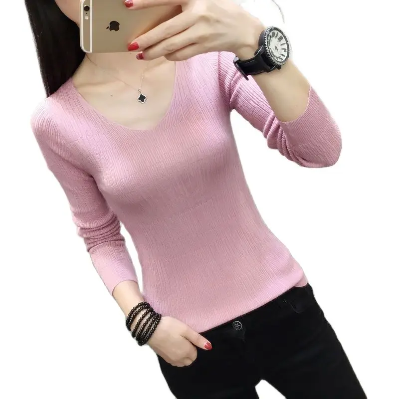 Новые рубашки OHCLO женские свитера вязаные модные моральные облегающие для осени