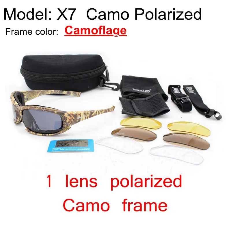 camo polarized x7 Тактические очки мужские военные поляризационные солнцезащитные очки пуленепробиваемые страйкбол стрельба Gafas 4 len мотоциклетные велосипедные очки Дейзи - Цвет: camo polarized x7