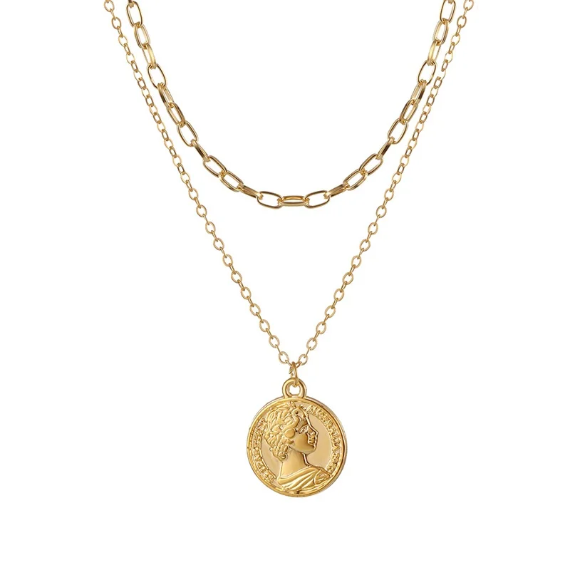 

Vintage Multi Layered Women's Necklaces Pearl Round Coin Gold Necklaces Bohemia Fashion Long pendant Necklace 2021 Jewelry