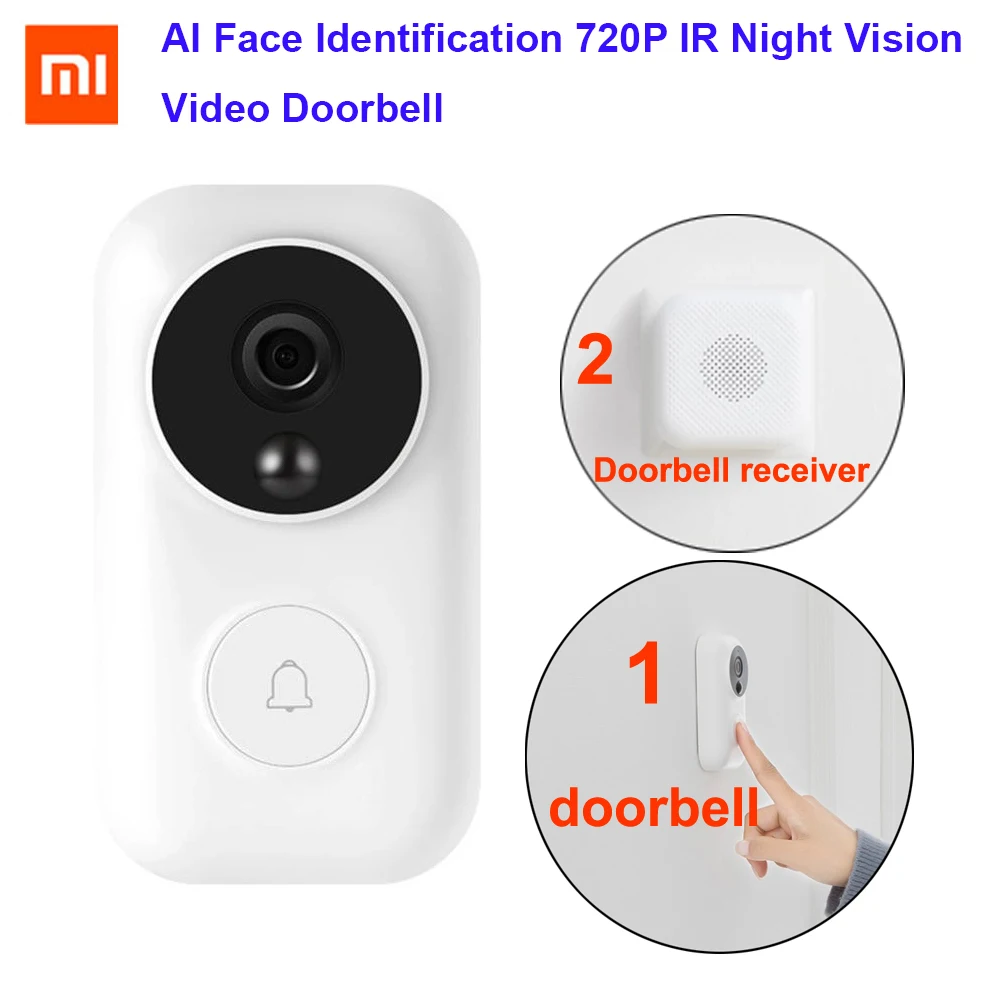 Xiaomi AI распознавание лица 720P ИК ночного видения видео дверной звонок Обнаружение движения SMS Push домофон Облачное хранение