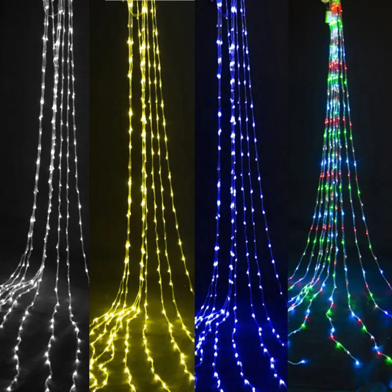 

118.11x118.11 Inches 320 LED Colorful Waterfall Lights String EU Plug Curtain Lamps Wedding Christmas Decoration Light