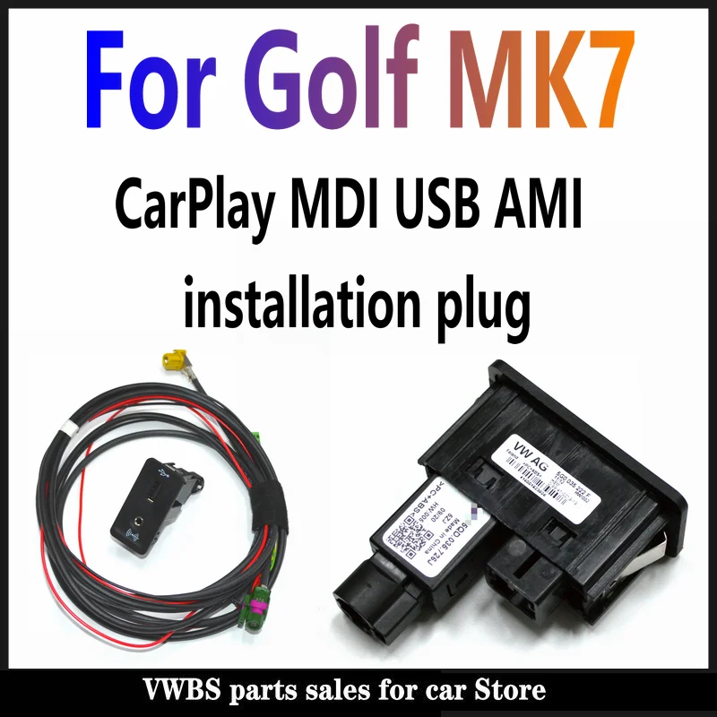 Conector USB para coche VW Golf 7, MK7, CarPlay, MDI, AMI, instalación de enchufe, interruptor, arnés de botón, 5G0, 035, 222 F, 5G0035222E, 5G0, 035, 222 E