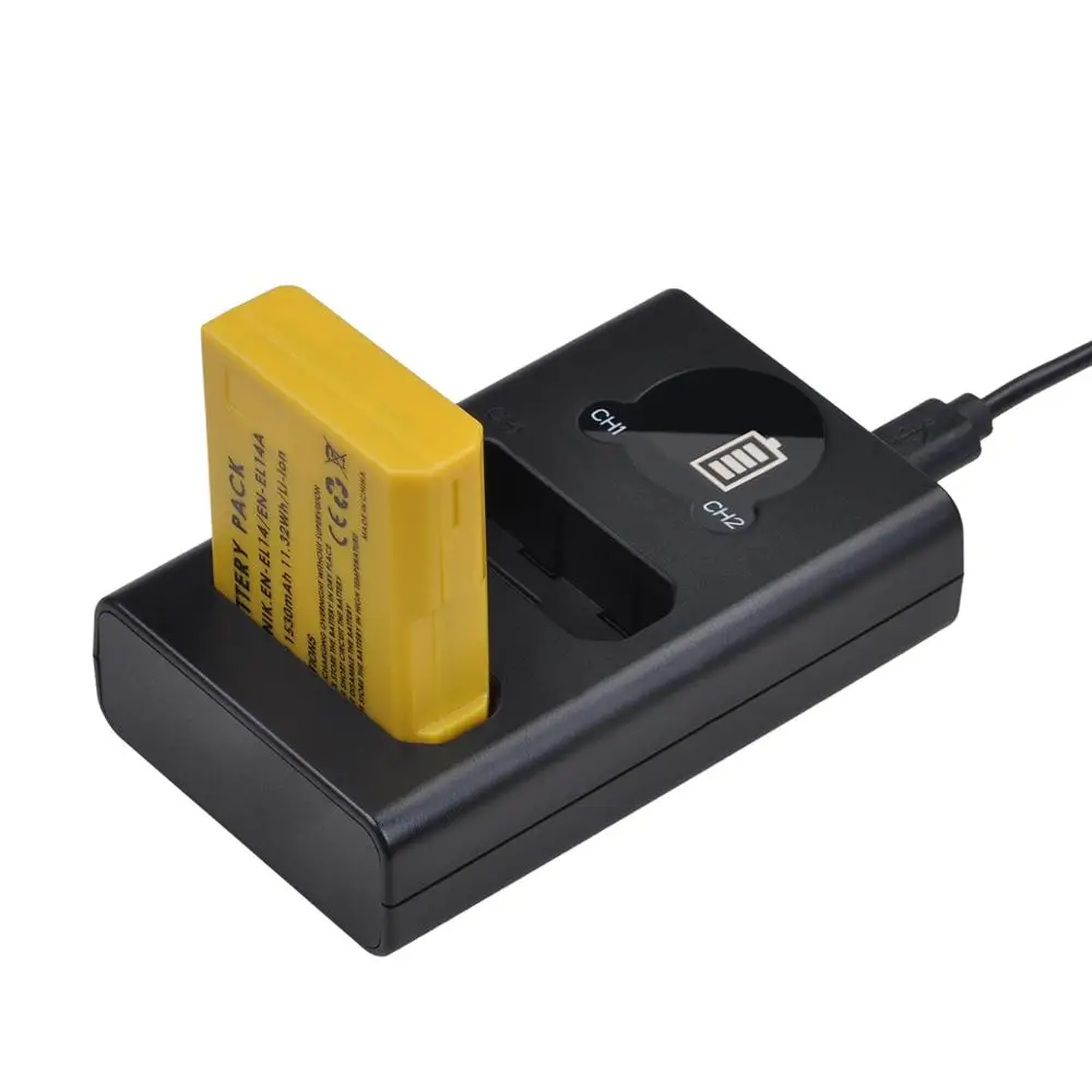 Аккумулятор EN EL14a 1530/EN-EL14 мАч 2 шт. двойное зарядное устройство USB Type-C с ЖК-дисплеем