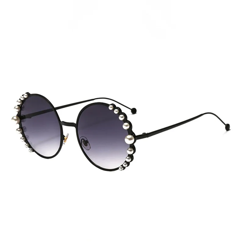 Ретро перламутровые круглые женские солнцезащитные очки розовый Оушен лист