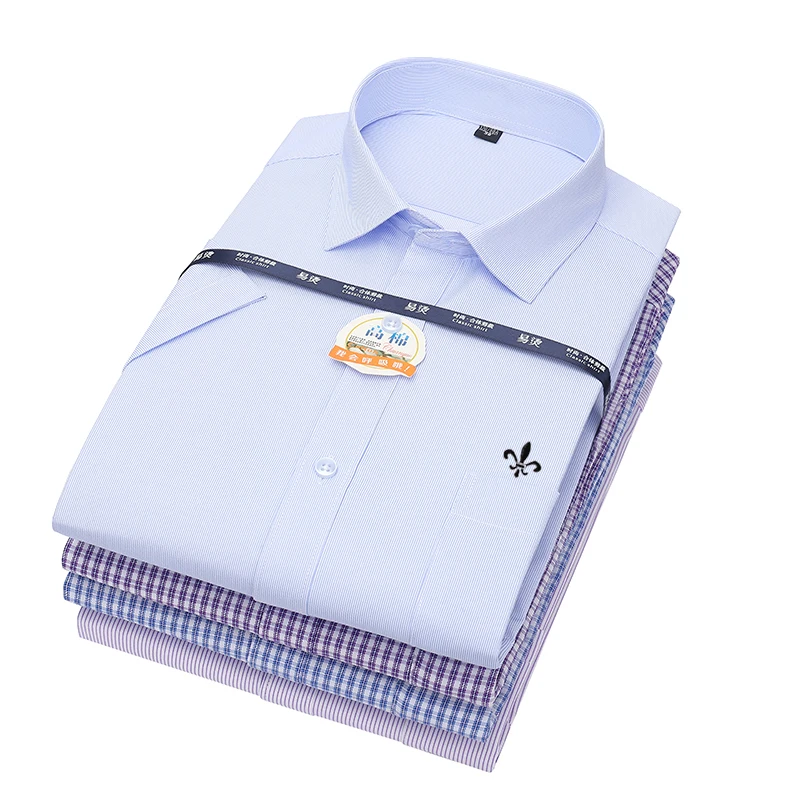 

Dudalinas 2021 male social shirt blouse short sleeve mens cool clothing men shirt slim fit Plaid male
