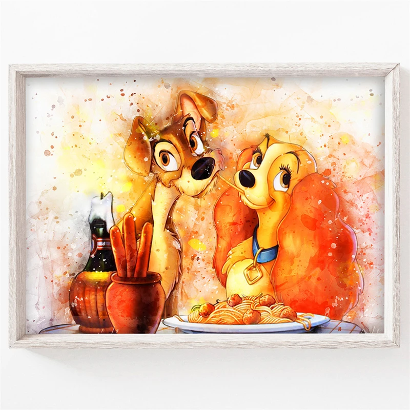 Disney Lady and The Tramp настенная Картина на холсте скандинавские постеры и принты