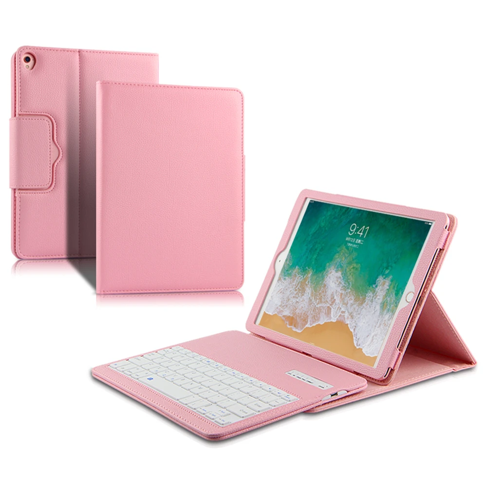 Чехол с клавиатурой для iPad Pro 12,9, чехол для планшета, чехол Litchi из искусственной кожи, чехол-книжка со съемной клавиатурой Blutooth