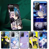 anime cute rem for samsung f22 f32 f42 f52 m12 m62 m1 m02 m60 m31 m40 note 20 10 8 9 pro plus ultra black phone case